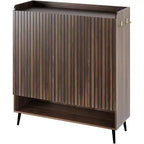 Large Shoe Cabinet with 3 Doors, 6-Tier Adjustable Shelves, Freestanding Entryway Shoe Organizer with Hooks, Brown