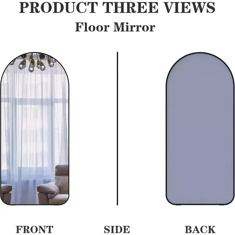71x32 Arched Full Length Mirror, Black Aluminum Frame, Large Standing Mirror for Living Room, Bedroom, Entryway