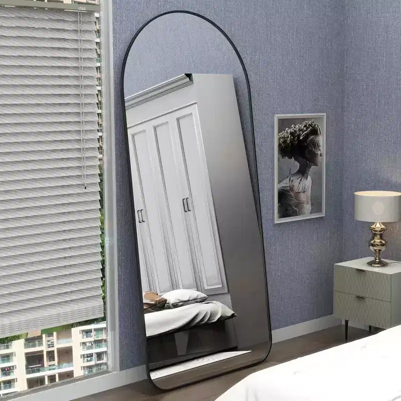 71x32 Arched Full Length Mirror, Black Aluminum Frame, Large Standing Mirror for Living Room, Bedroom, Entryway