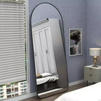 Specchio intero ad arco 71x32, cornice in alluminio nero, grande specchio da terra per soggiorno, camera da letto, ingresso