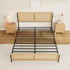 Struttura Letto in Rattan - Bohémien Matrimoniale con Contenitore