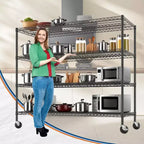 Acekool 4-Tier Heavy Duty Wire Shelving Unit with Locking Wheels, Adjustable Shelves for Kitchen, Garage, Pantry, 2500 lbs Capacity