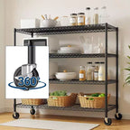 Scaffale a 4 ripiani in filo metallico resistente con ruote bloccabili, ripiani regolabili per cucina, garage, dispensa, capacità 1134 kg