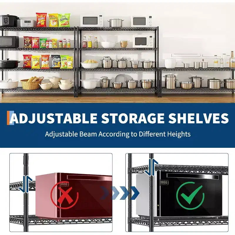 4-Tier Heavy Duty Wire Shelving Unit with Locking Wheels, Adjustable Shelves for Kitchen, Garage, Pantry, 2500 lbs Capacity