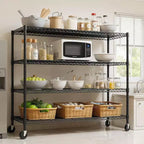 Scaffale a 4 ripiani in filo metallico resistente con ruote bloccabili, ripiani regolabili per cucina, garage, dispensa, capacità 1134 kg