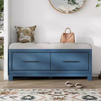 Panca Portascarpe con Cuscino Rimovibile, Panca da Ingresso con Contenitore Nascosto per Soggiorno, Ingresso e Corridoi, Blu Navy