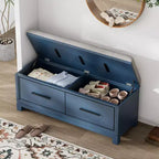 Panca Portascarpe con Cuscino Rimovibile, Panca da Ingresso con Contenitore Nascosto per Soggiorno, Ingresso e Corridoi, Blu Navy