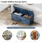 Panca Portascarpe con Cuscino Rimovibile, Panca da Ingresso con Contenitore Nascosto per Soggiorno, Ingresso e Corridoi, Blu Navy
