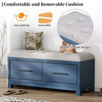 Panca Portascarpe con Cuscino Rimovibile, Panca da Ingresso con Contenitore Nascosto per Soggiorno, Ingresso e Corridoi, Blu Navy