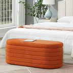 TUYOHW Modern Storage Ottoman Bench, Upholstered Bed Bench with Storage, Bed Stool with Safety Hinge for Bedroom, Orange