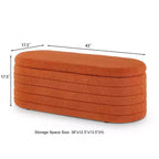 Panca contenitore moderna, panca da letto imbottita con contenitore, sgabello da letto con cerniera di sicurezza per camera da letto, arancione