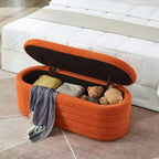 Panca contenitore moderna, panca da letto imbottita con contenitore, sgabello da letto con cerniera di sicurezza per camera da letto, arancione