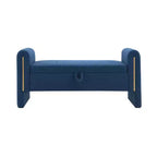 Panca Moderna da Fondo Letto con Braccioli e Vano Contenitore, Grande Poggiapiedi Imbottito, Comoda Panca da Finestra/Vanity per Soggiorno, Blu Marino