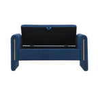 Panca Moderna da Fondo Letto con Braccioli e Vano Contenitore, Grande Poggiapiedi Imbottito, Comoda Panca da Finestra/Vanity per Soggiorno, Blu Marino
