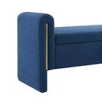 Panca Moderna da Fondo Letto con Braccioli e Vano Contenitore, Grande Poggiapiedi Imbottito, Comoda Panca da Finestra/Vanity per Soggiorno, Blu Marino