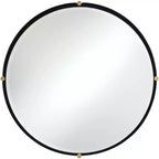 Uttermost Ronson 34 Gold and Matte Black Round Wall Mirror