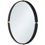 Specchio da parete rotondo Uttermost Ronson 34, oro e nero opaco