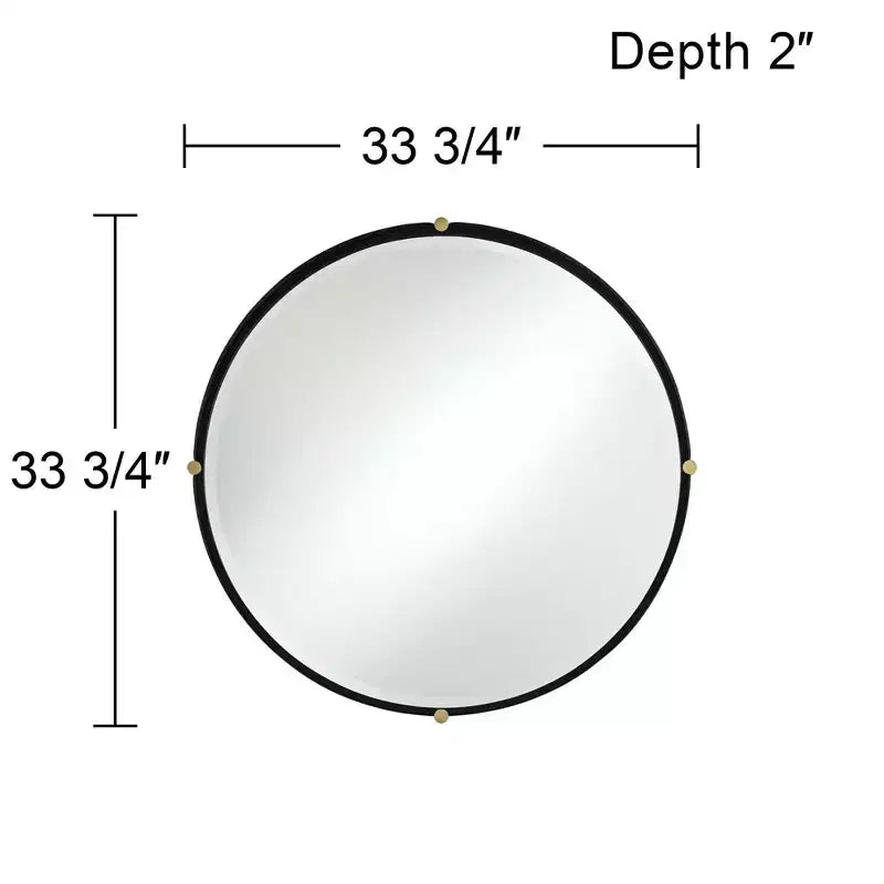 Uttermost Ronson 34 Gold and Matte Black Round Wall Mirror
