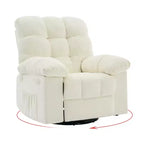 GustoWave Poltrona reclinabile girevole oversize per adulti, reclinabile manuale a 360°, comodo divano reclinabile in morbido tessuto