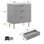 Comò a 3 cassetti per camera da letto, comodino moderno scanalato con cassetti profondi, organizer in legno multifunzionale per soggiorno, corridoio e camera dei bambini