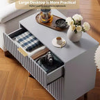 Comò a 3 cassetti per camera da letto, comodino moderno scanalato con cassetti profondi, organizer in legno multifunzionale per soggiorno, corridoio e camera dei bambini