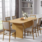 Tavolo da pranzo rettangolare 67 Farmhouse marrone per 4-6 persone con gambe a prua rotonde per sala da pranzo e soggiorno