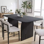Tavolo da pranzo rettangolare 67 Farmhouse marrone per 4-6 persone con gambe a prua rotonde per sala da pranzo e soggiorno