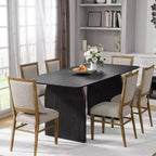 Tavolo da pranzo rettangolare 67 Farmhouse marrone per 4-6 persone con gambe a prua rotonde per sala da pranzo e soggiorno