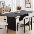 67 Farmhouse Rectangle Brown Dining Table for 4-6 People with Round Arched Table Legs for Dining Room and Living Room