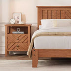 Struttura Letto in Legno con Testiera, Base per Materasso Matrimoniale con Doghe in Legno, Nessuna Rete a Molle Necessaria, Facile Montaggio, Marrone Chiaro
