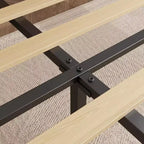 Struttura Letto in Legno con Testiera, Base per Materasso Matrimoniale con Doghe in Legno, Nessuna Rete a Molle Necessaria, Facile Montaggio, Marrone Chiaro