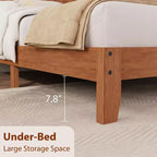 Struttura Letto in Legno con Testiera, Base per Materasso Matrimoniale con Doghe in Legno, Nessuna Rete a Molle Necessaria, Facile Montaggio, Marrone Chiaro