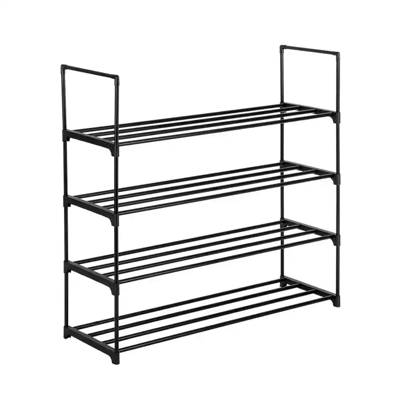 4 Tier Shoe Rack, Metal Shoe Rack Holds Up to 12-20 Pairs of Shoes, Sturdy & Durable Iron Footwear Storage Rack