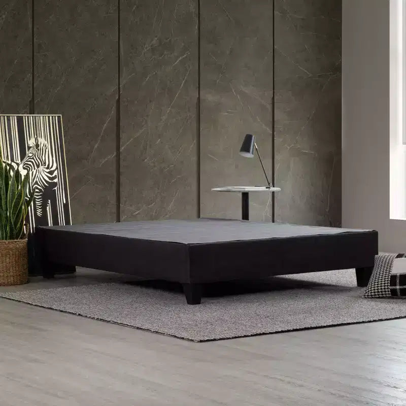 Carter Dark Grey Upholstered Platform Bed Frame