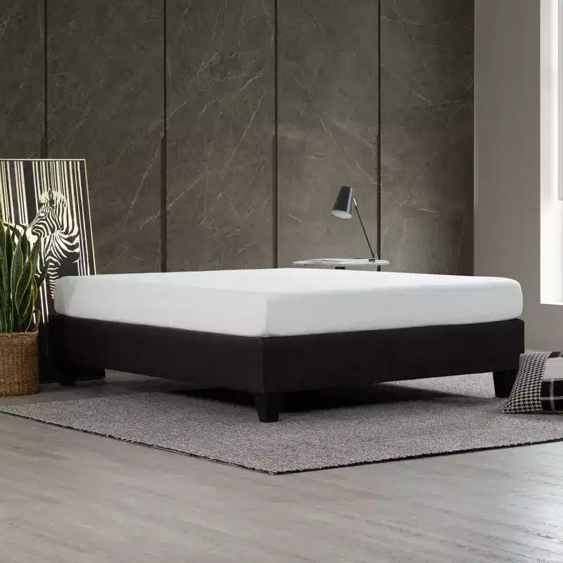 Carter Dark Grey Upholstered Platform Bed Frame