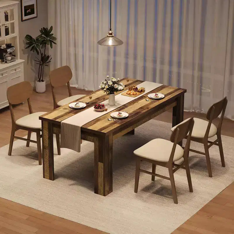 Farmhouse Dining Table for 4 - 63 Rustic Wooden Rectangular Table for Small Spaces & Apartments