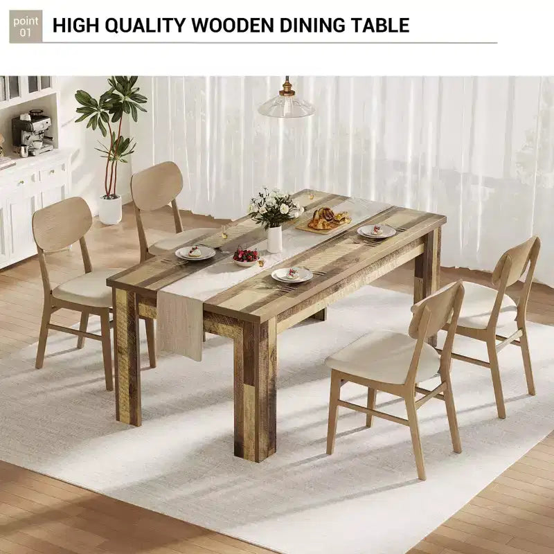Tavolo da pranzo rustico da fattoria per 4 persone - Tavolo rettangolare in legno da 63 pollici per piccoli spazi e appartamenti