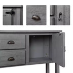 Consolle rustica con contenitore, Tavolo d'ingresso rustico con 2 cassetti e ante, Tavolo da divano in legno massello con ripiani