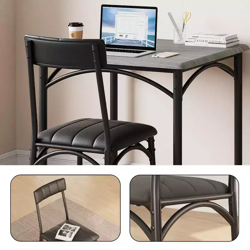 Compact Dining Set for Small Spaces - 2-Chair Breakfast Nook with Metal Frame, Space-Saving Kitchen Table
