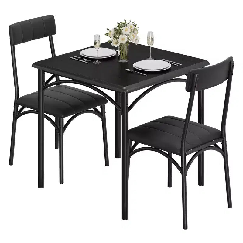 Compact Dining Set for Small Spaces - 2-Chair Breakfast Nook with Metal Frame, Space-Saving Kitchen Table