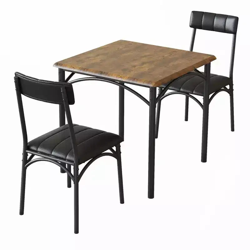 Set da pranzo compatto per piccoli spazi - Tavolino da colazione a 2 sedie con struttura in metallo, tavolo da cucina salvaspazio