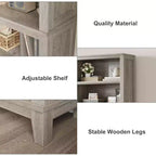 Libreria Farmhouse 71, 5 ripiani regolabili, 80 cm L x 30 cm P, venatura del legno rustico, per soggiorno, ufficio, biblioteca (grigio, ampia)