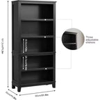Libreria Farmhouse 71, 5 ripiani regolabili, 80 cm L x 30 cm P, venatura del legno rustico, per soggiorno, ufficio, biblioteca (grigio, ampia)