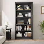 Libreria Farmhouse 71, 5 ripiani regolabili, 80 cm L x 30 cm P, venatura del legno rustico, per soggiorno, ufficio, biblioteca (grigio, ampia)