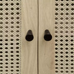 Mobile dispensa da cucina ad arco, mobile alto con 2 cassetti e anta in rattan, credenza versatile per soggiorno e sala da pranzo, naturale