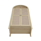 Mobile dispensa da cucina ad arco, mobile alto con 2 cassetti e anta in rattan, credenza versatile per soggiorno e sala da pranzo, naturale