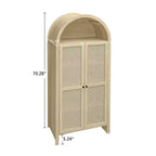 Mobile dispensa da cucina ad arco, mobile alto con 2 cassetti e anta in rattan, credenza versatile per soggiorno e sala da pranzo, naturale