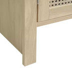 Mobile dispensa da cucina ad arco, mobile alto con 2 cassetti e anta in rattan, credenza versatile per soggiorno e sala da pranzo, naturale