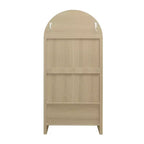 Mobile dispensa da cucina ad arco, mobile alto con 2 cassetti e anta in rattan, credenza versatile per soggiorno e sala da pranzo, naturale