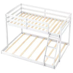Letto a castello Twin Over Full con scaletta integrata e ringhiere di sicurezza in legno massello grigio/bianco